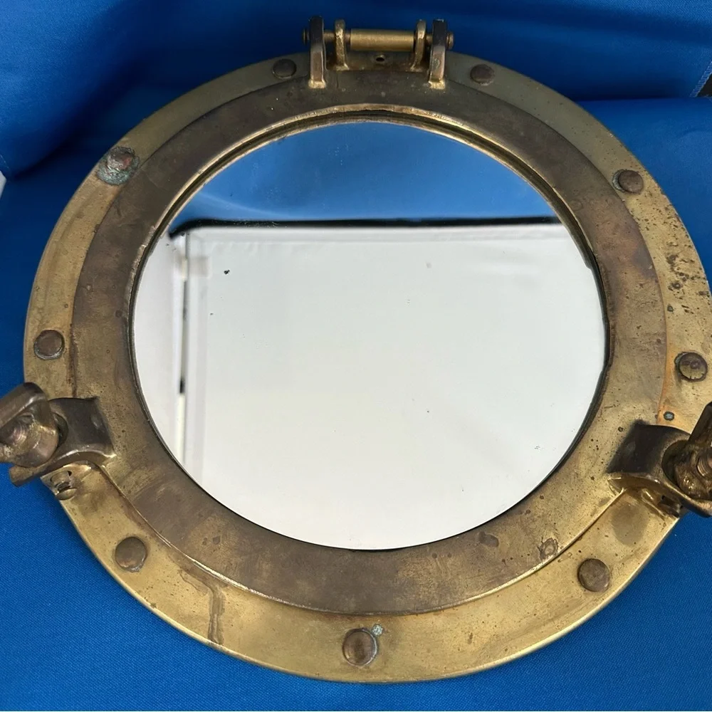 Brass Porthole Mirror VINTAGE- Authentic Nautical Charm-